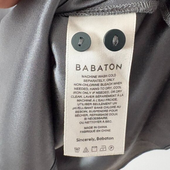 Aritzia Babaton Sable Satin Glossy Button Down Shirt Size Medium - Picture 6 of 7